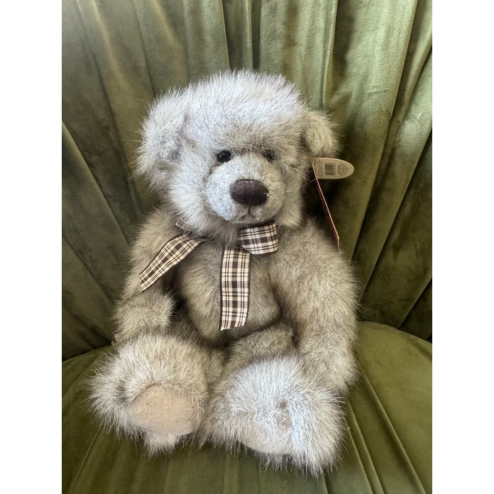 NWT Russ Jefferson Bear Plush Y2K Vintage Inspired Gray Teddy 12”